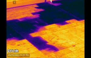 IR 0107 1 300x193 - Saturated insulation boards detected during Infrared Roof Survey - Infrared Imaging Services LLC